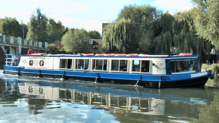The Rita Ellen, an elegant river cruiser, on the Avon at Stratford
